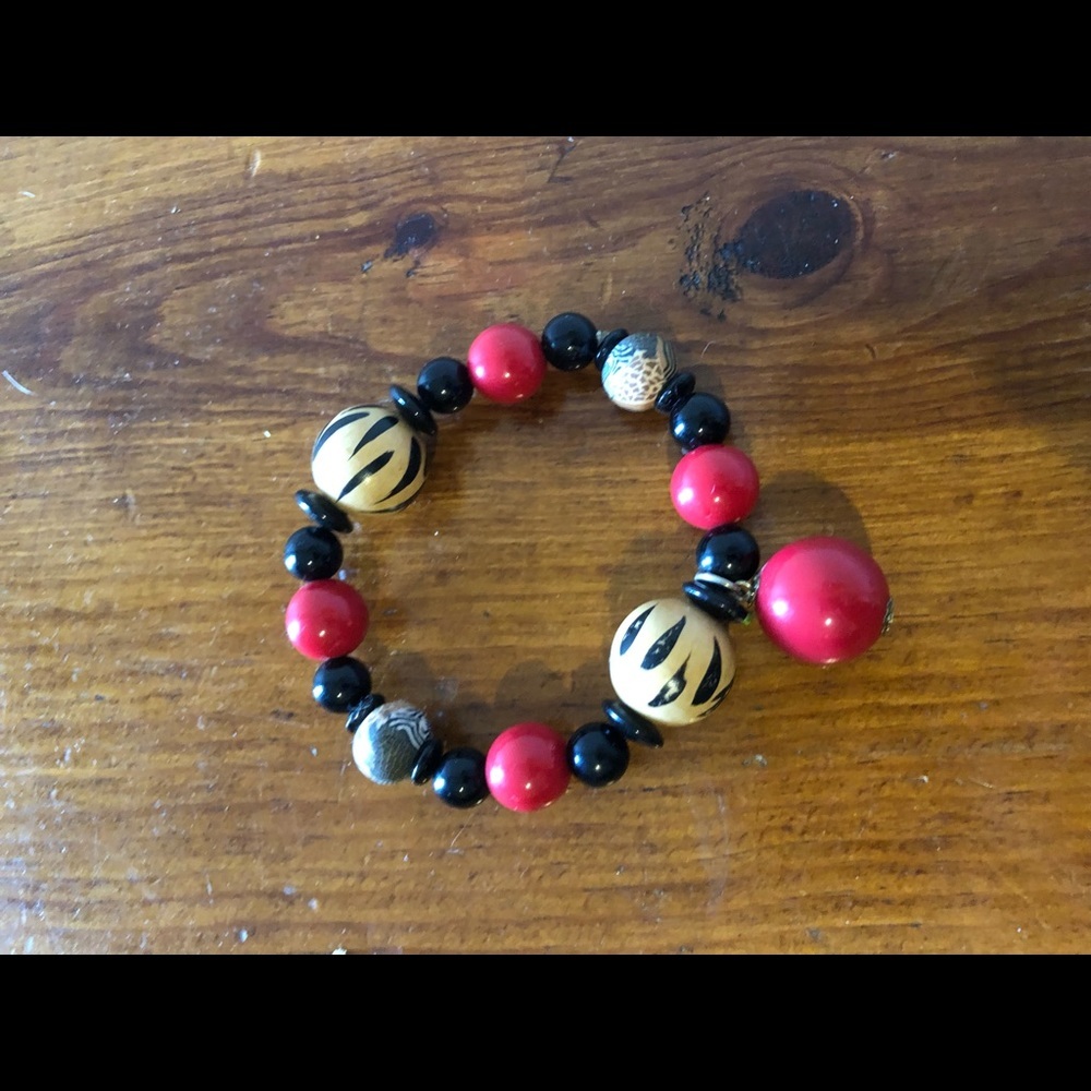 Bracelet Black Red Beige Elastic